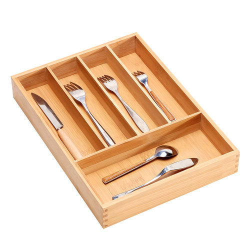 Rebrilliant Bamboo Cutlery Tray Kitchen Utensil Silverware Flatware